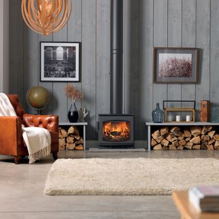 Whychwood woodburning stove from ACR Stoves in grey living room