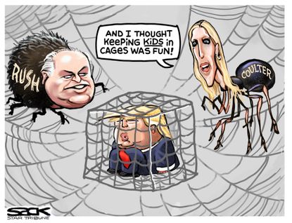 Political Cartoon U.S. Ann Coulter Rush Limbaugh Trump shutdown wall