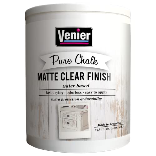 Venier Matte Clear Finish - 33.81fl.oz. Protective Paint - Water Based Acrylic Top Coat Sealer - Clear Matte Paint for Metal & Wood Furniture
