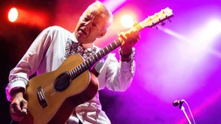 MONTE URANO, ITALY - 2022/08/12: Australian guitarist Tommy Emmanuel performs live during a concert at Bambu Festival.