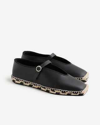 Made-In-Spain Mary Jane Espadrilles in Leather