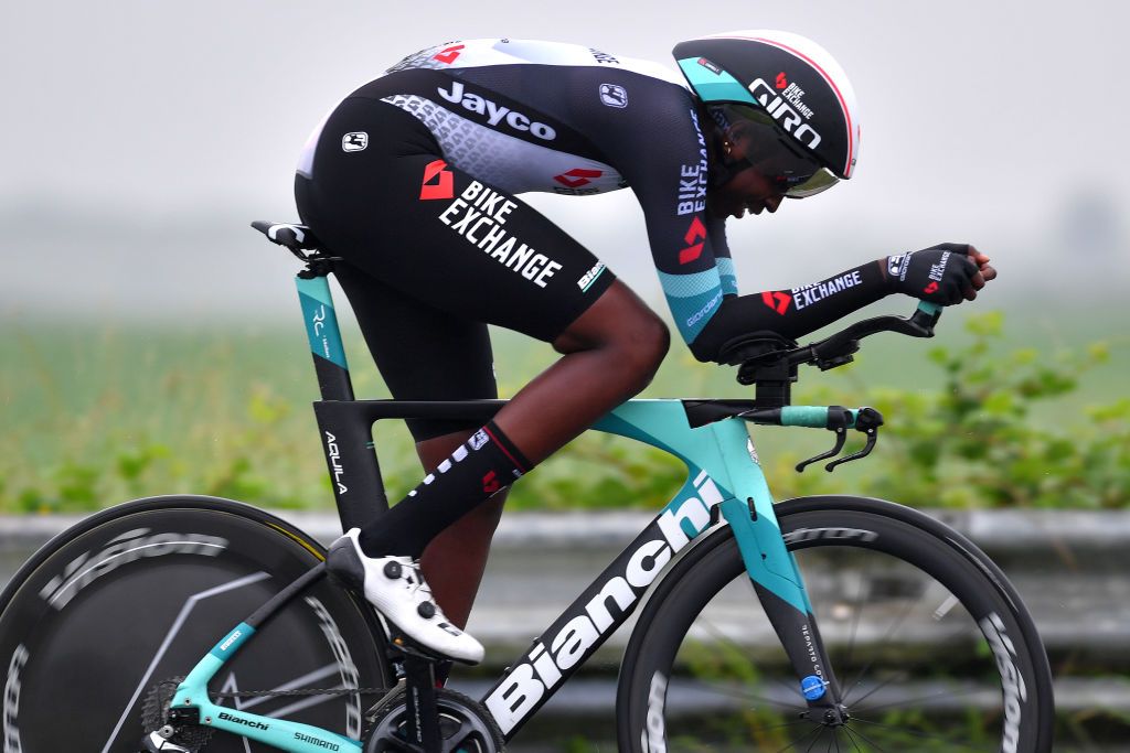CHIMAY BELGIUM JUNE 22 Teniel Campbell of Trinidad Tobago and Team Bikeexchange during the 9th Lotto Belgium Tour 2021 Prologue a 44km Individual Time Trial stage from Chimay to Chimay ITT LottoBelgTour LottoBelgiumTour on June 22 2021 in Chimay Belgium Photo by Luc ClaessenGetty Images