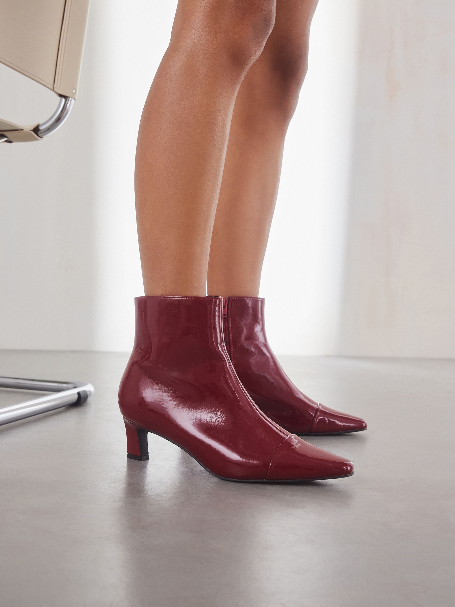 Red Patent Forever Comfort® Chisel Toe Ankle Boots