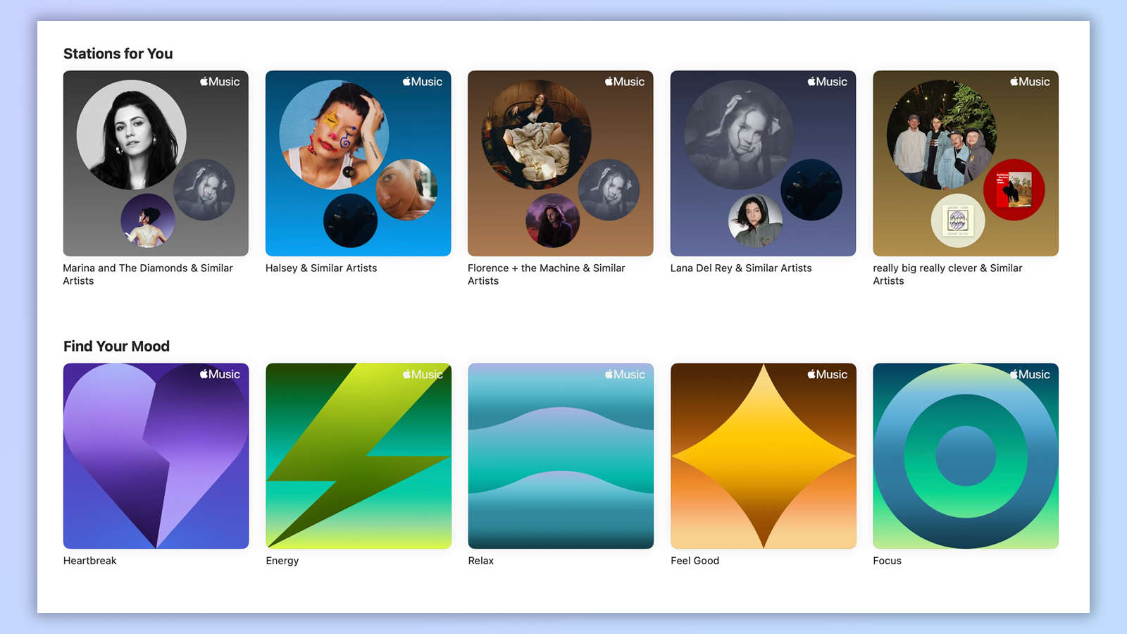 a screenshot from apple music showing automated stations