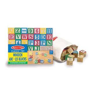 Melissa 
Doug Deluxe Wooden Abc/123 1-Inch Blocks Set With Storage Pouch (50 Pcs), Classic Letter and Number Wooden Blocks, for Toddlers and Kids Ages 2+