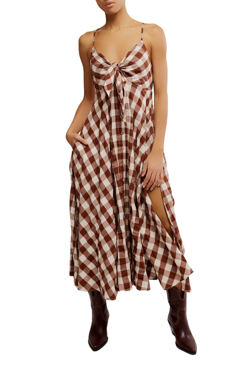Via Gingham Cotton Seersucker Sundress