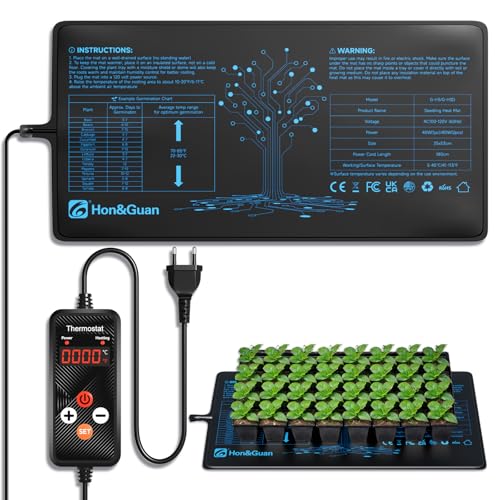 Hon&amp;amp;guan 10&quot;x 20.75&quot; Seedling Heat Mat With Digital Thermostat Combo Set,waterproof Plant Heating Pad for Germination,indoor Gardening,greenhouse