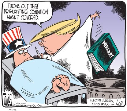 Political cartoon U.S. Donald Trump medicare