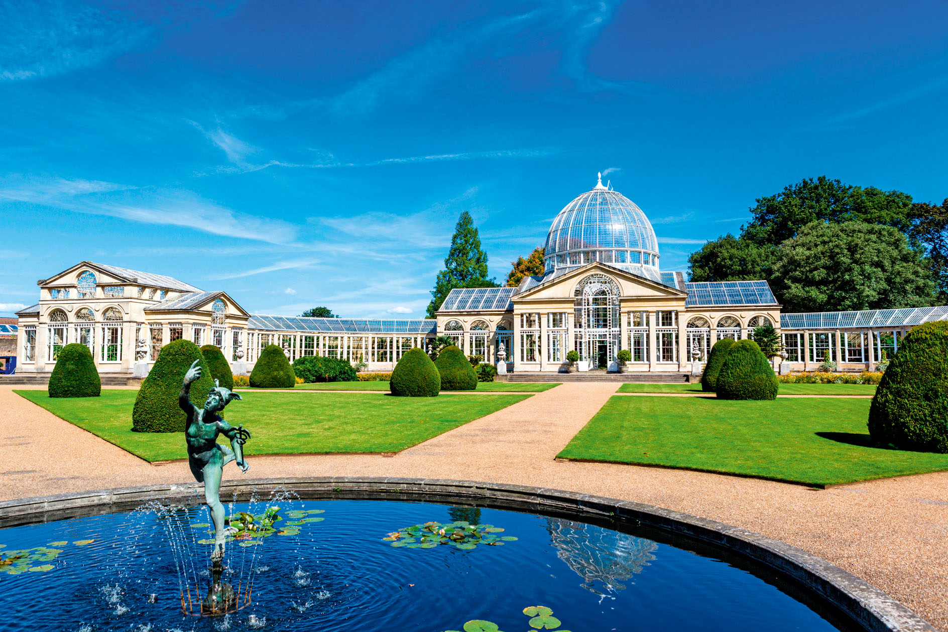 The Great Conservatory in the gardens of Syon House, Syon Park, West London.