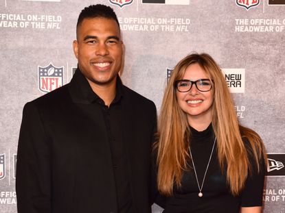 Jason Bell and Nadine Coyle at the launch of NFL House in London