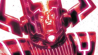 Marvel Comics artwork of Galactus yelling while glowing