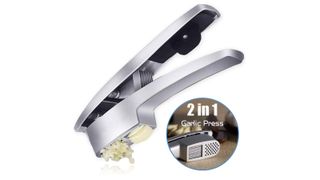 One of the best kitchen gadgets for quick prep is a garlic press.