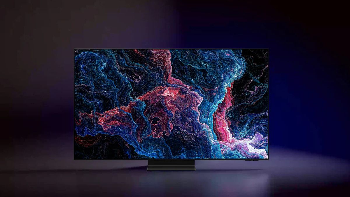 A promotional image of Samsung&#039;s S95F OLED TV