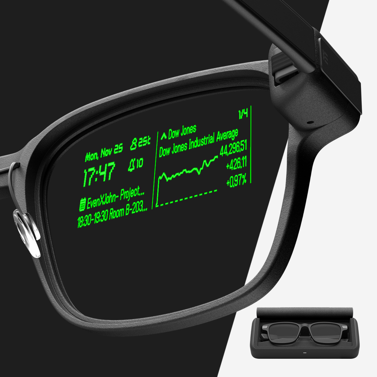 A mock-up of the projector system developed by Even Realities