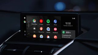 The apps menu on the Android Auto car dashboard