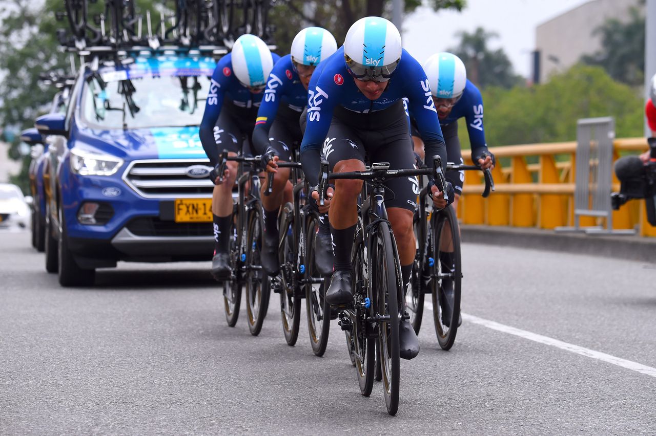 Team Sky raced to third in the TTT