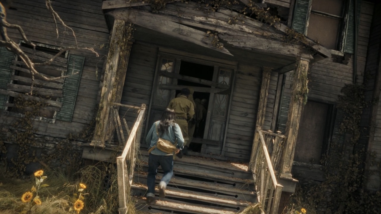 Characters going into the Niebolt House in IT: Welcome to Derry Episode 5