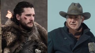 From left to right: Kit Harington as Jon Snow on Game of Thrones and Harrison Ford as Jacob Dutton in 1923.