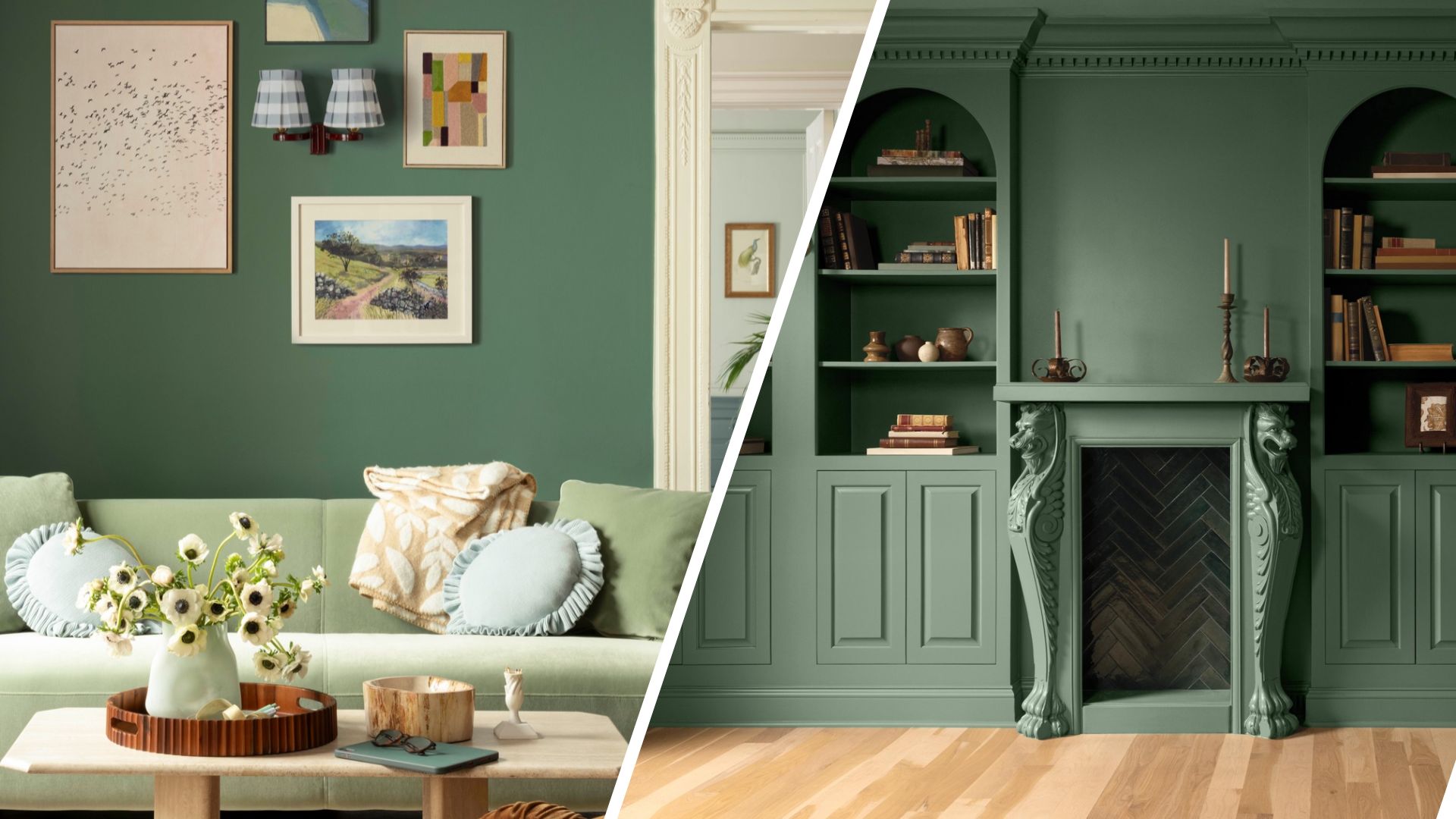 composite of living rooms with the COTY used on the walls and fittings