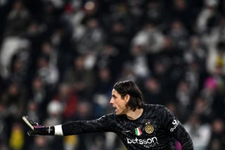 Yann Sommer of Internazionale reacts during the Serie A match between Juventus and Inter at on February 16, 2025 in Turin, Italy.