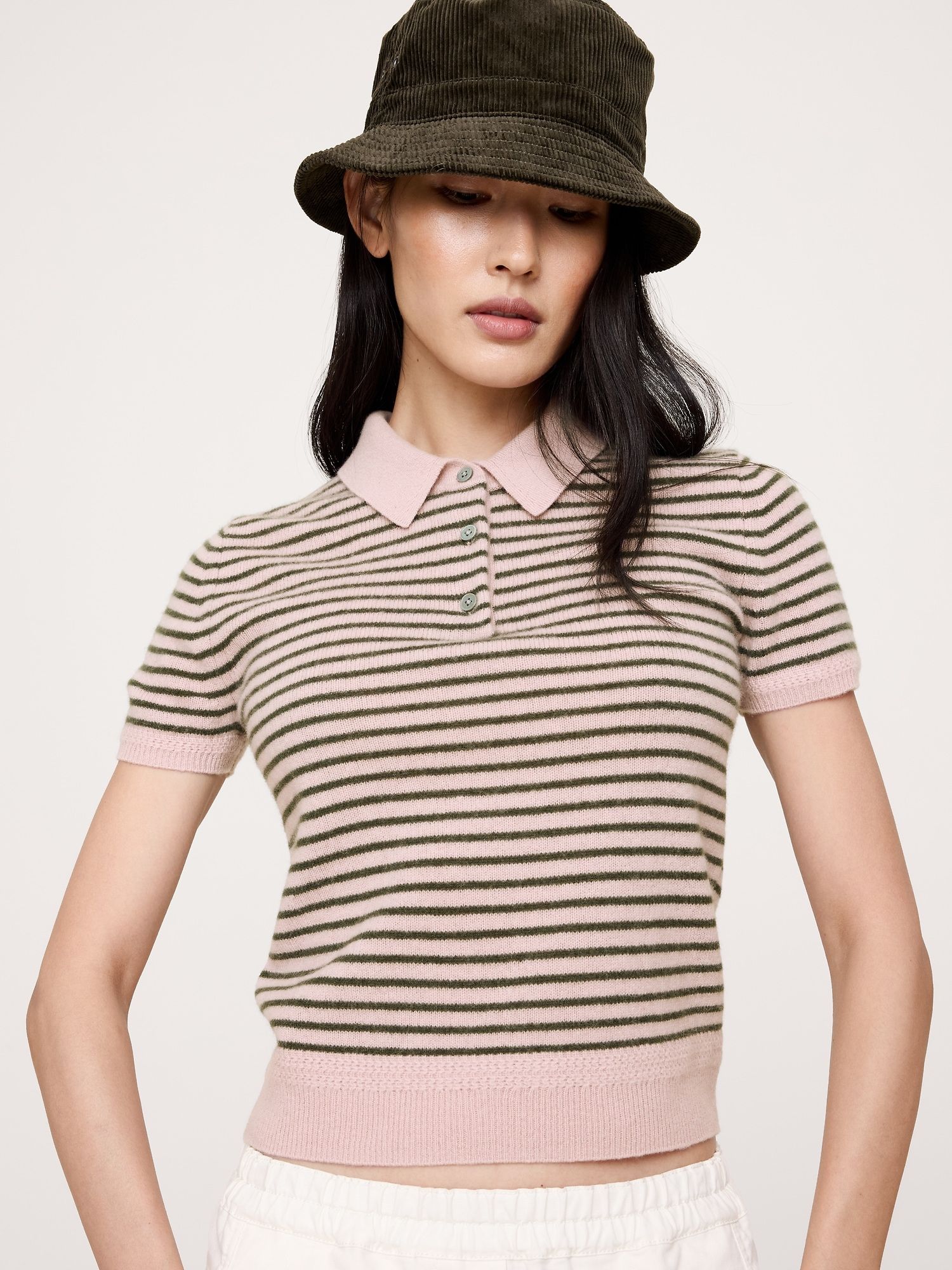 Lightweight Cashmere Short-Sleeve Sweater Polo