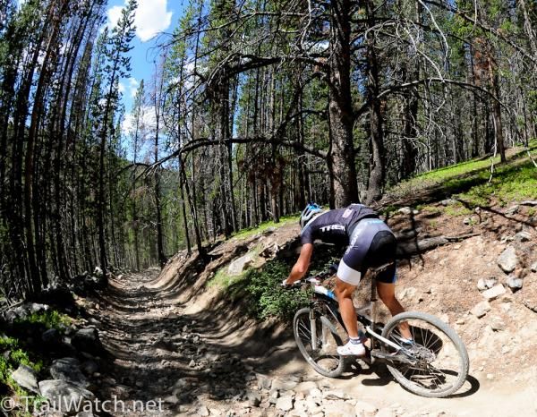 Jeremy Horgan-Kobelski (Subaru-Trek) riding in sixth place after a flat tyre.