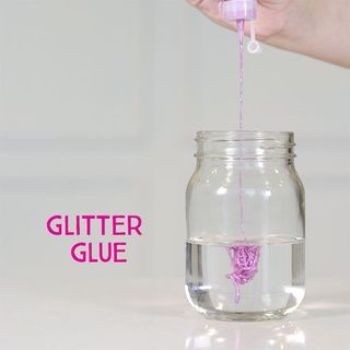 step two of how to make a glitter jar
