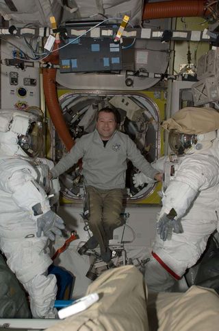 Shuttle Astronauts Gear Up For First Spacewalk
