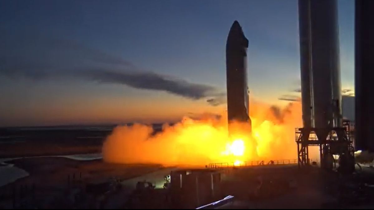 SpaceX test fires a Starship rocket at its Starbase test site near Boca Chica Village in South Texas in 2021.