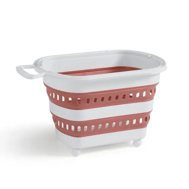 Collapsible Wheeled Laundry Basket With Handles