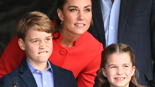 Prince William, Duke of Cambridge, Prince George of Cambridge, Princess Charlotte of Cambridge and Catherine, Duchess of Cambridge during a visit to Cardiff Castle on June 04, 2022 in Cardiff, Wales