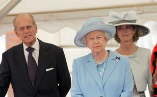 Queen Elizabeth II and Prince Philip, Duke of Edinburgh visit Romsey Abbey with Lady Braybourne (formerly Lady Romsey) for a service to commemorate the 400th anniversary of the granting of the Royal Charter. The Royal Party then continued to the Market Place for a 'walkabout' on June 8, 2007. (Photo by Anwar Hussein Collection/ROTA/WireImage)