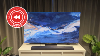 Samsung QN990F 8K TV with Rewind logo