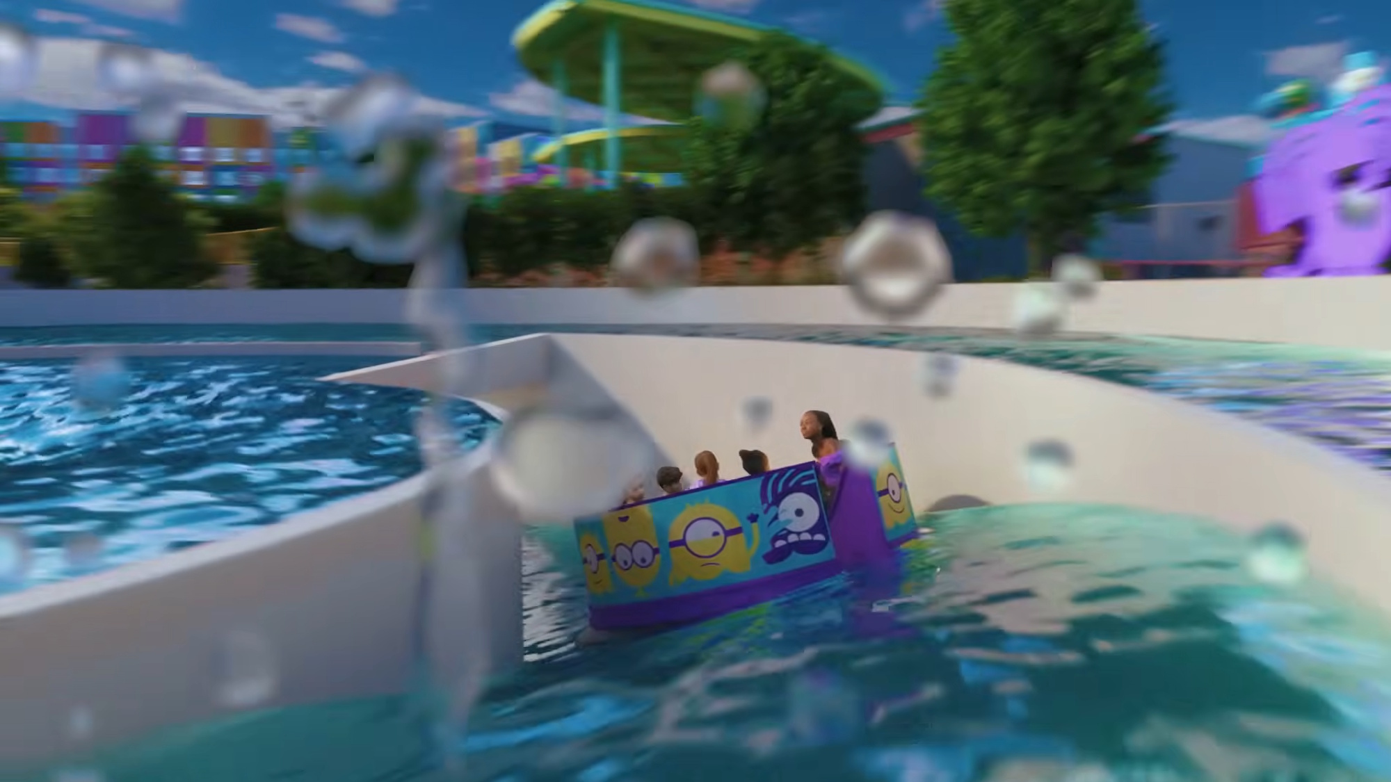 A concept video of Universal Kids Resort shows the drop on the Minions Bello Bay Cruise ride.