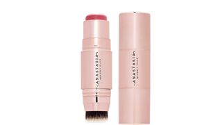 Anastasia Beverly Hills Blush stick with brush on the other end in rose gold packaging, picked as one of the best blushers by woman and home