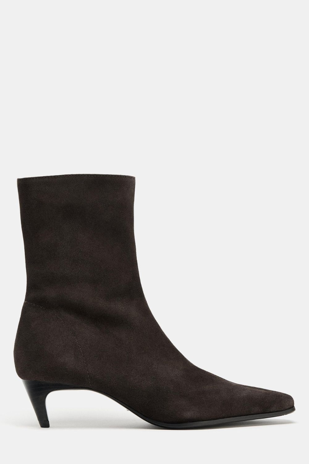 Zara Split Suede Kitten Heel Ankle Boots