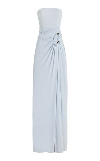Emma Ring-Detailed Strapless Crepe Maxi Dress