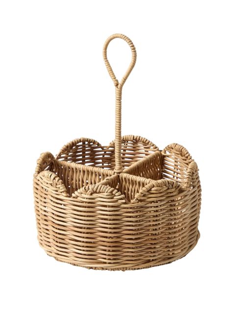 Rattan Scallop Utensil Holder