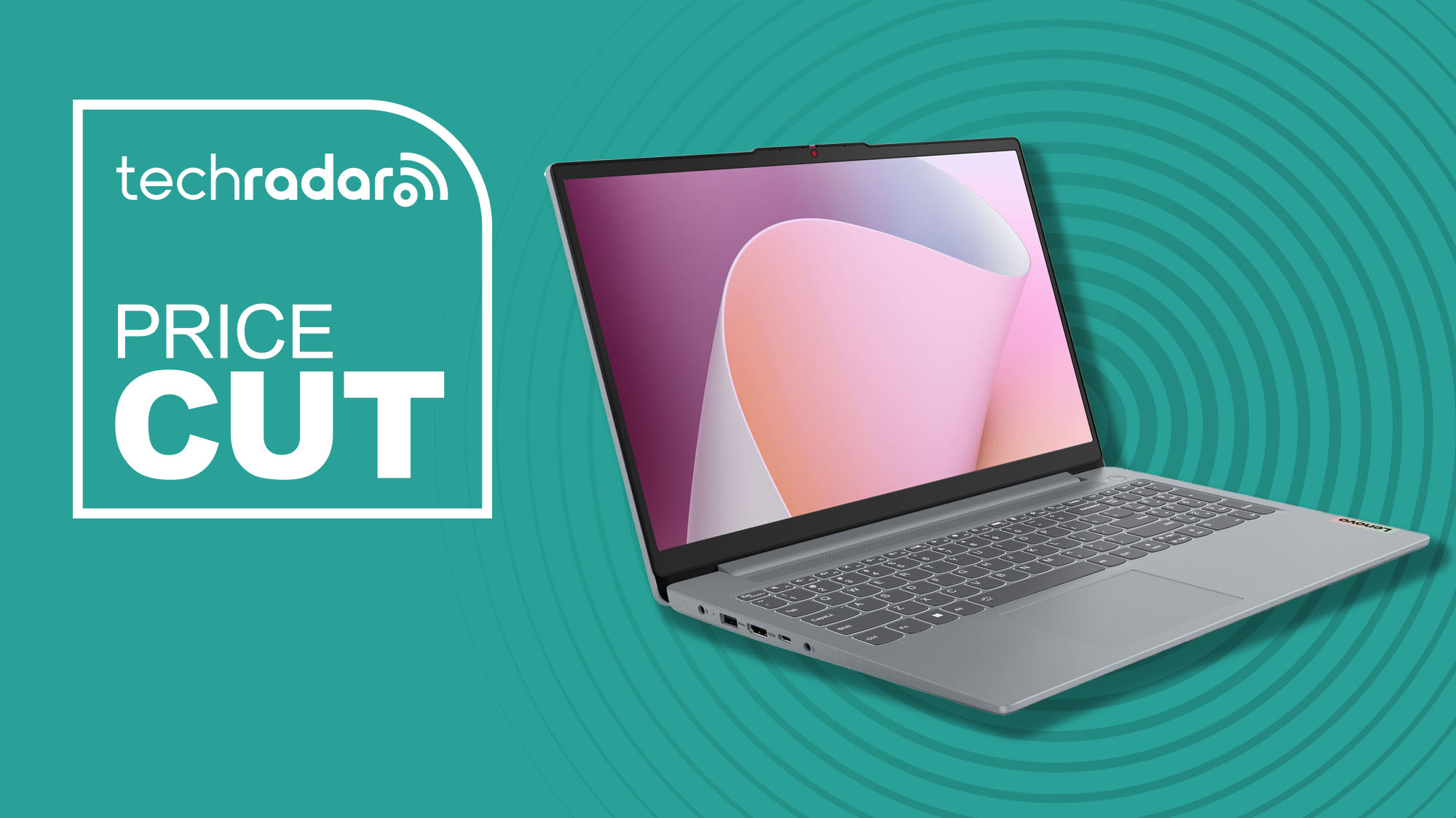 A Lenovo laptop against a teal TechRadar background