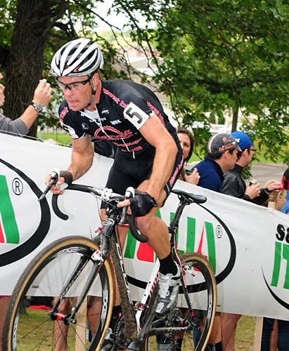 Jonathan Page (Planet Bike) leading the race at the climb.