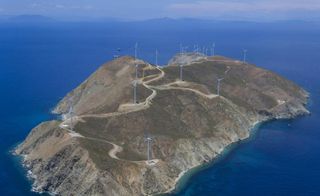 Wind turbines on Greece’s Agios Georgios