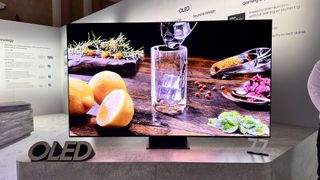 The Samsung S95C OLED at a Samsung press event.