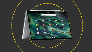 The Asus Chromebook Flip on the ITPro background