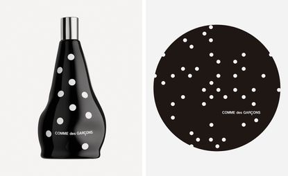 Comme des Garçons new perfume with black and white dots on bottle design