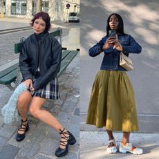 best ballet sneakers shown in a collage of photos of women wearing ballerina sneakers