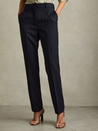 Textured Slim Fit Suit Trousers in Navy