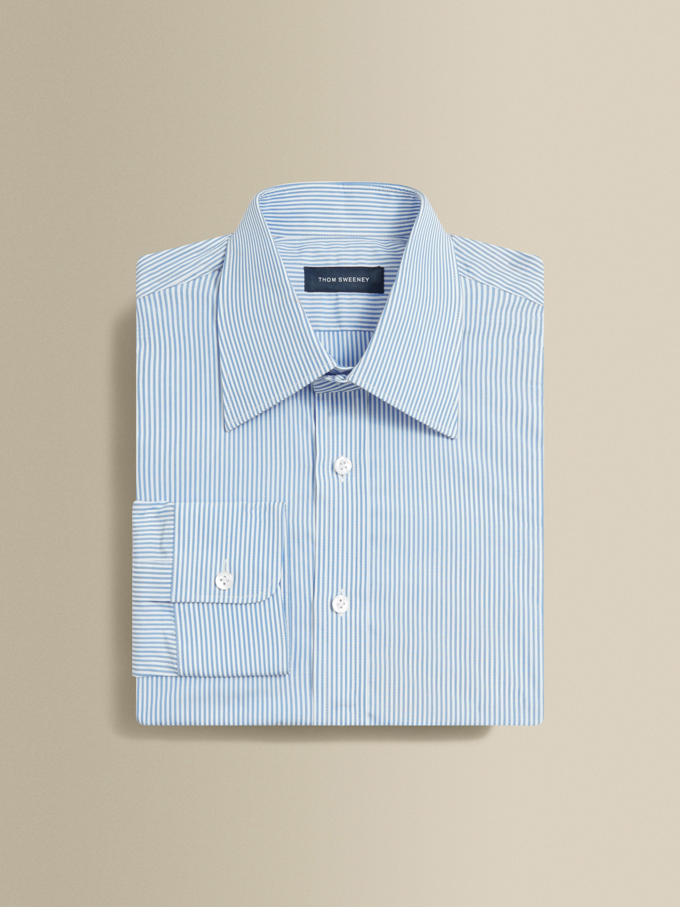 Solid Poplin Point Collar Bengal Stripe Shirt
