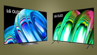 LG OLED B2 versus A2 TVs on olive background