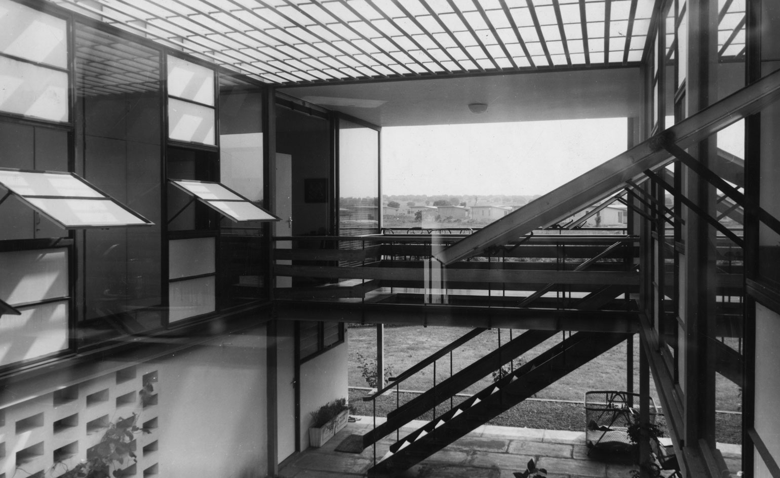 black and white building with stairs from civic architecture n Ghana