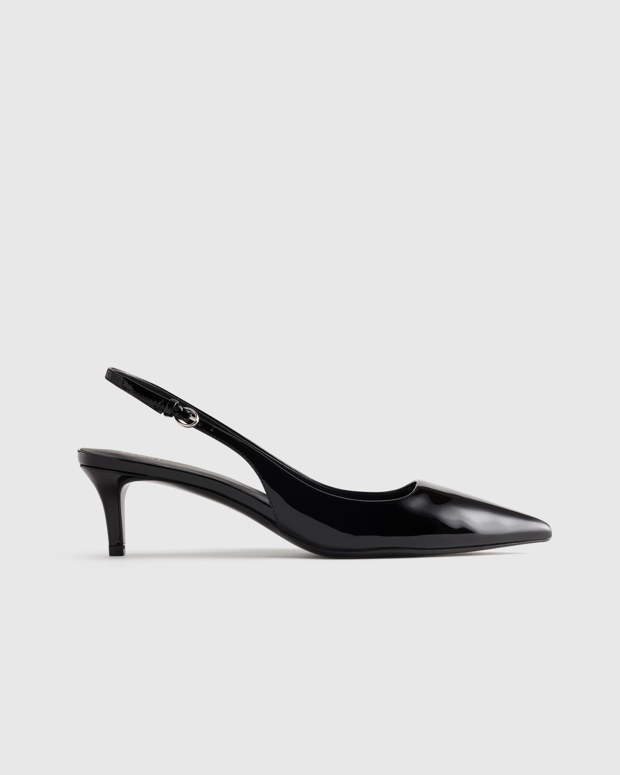 Italian Leather 55mm Slingback Pump in Bone Patent